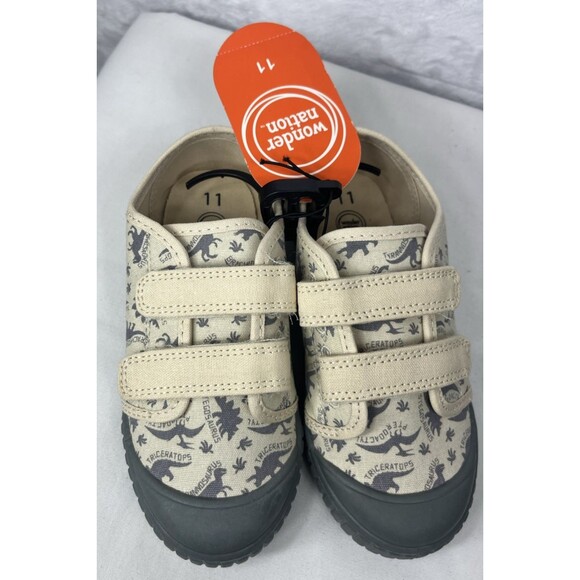 Wonder Nation Memory Foam Bump Strap Dinosaur Shoe Cream Gray Size 11 NEW - Picture 1 of 6